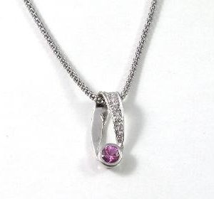 Pink Sapphire diamonds white gold pendant Tzila