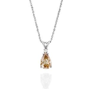 Brown pear cut diamond white gold pendant