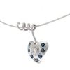 heart with blue sapphires and diamonds setting pendant