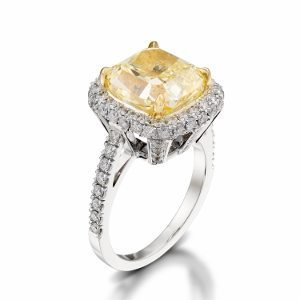 Yellow diamond & white diamonds ring model Megan