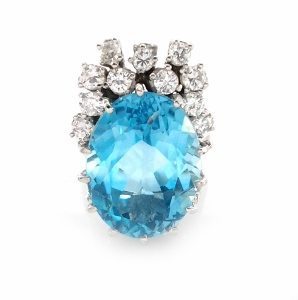 Blue Topaz and Diamonds cocktail ring
