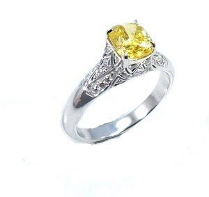 Yellow diamond & white diamonds ring model Marilyn