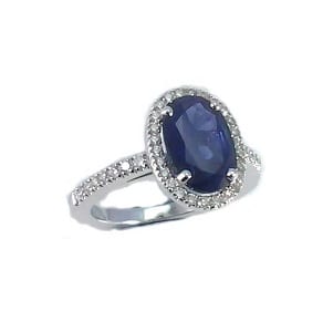 Blue Sapphire & diamonds ring model Leyla 4 carats