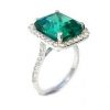 Emerald & halo diamonds ring