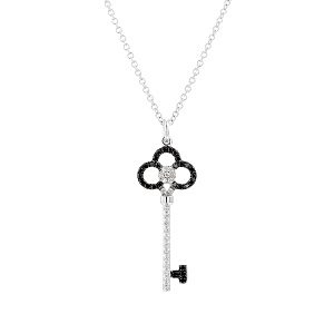 Black & white diamonds pendant model key clover