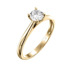 Diamond solitaire engagement yellow gold ring model Cathedral