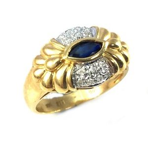 Blue Sapphire with diamonds ring model Baroness