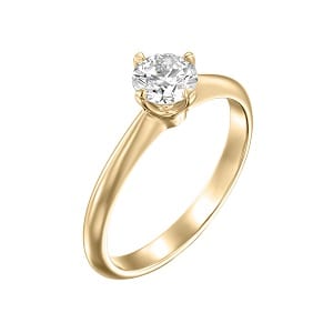 Diamond solitaire engagement yellow gold ring model Korra