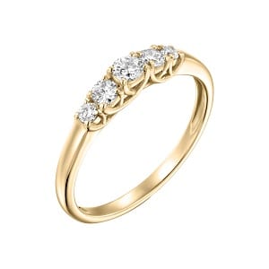 Five diamonds yellow gold ring model Lucia