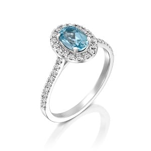 Aquamarine & diamonds ring model Moran