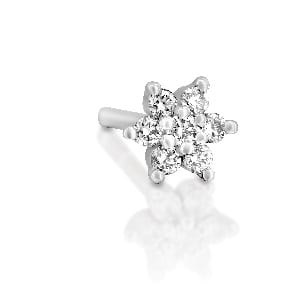 Diamonds small flower earring piercing