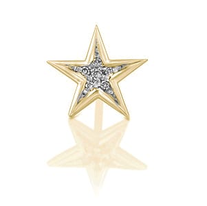 Diamonds star earring piercing - yellow gold