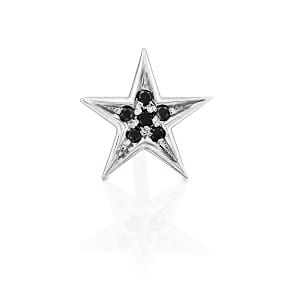 Black diamonds star earring piercing - white gold