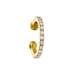 Ear cuff piercing without a hole Helix diamonds - yellow gold
