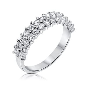 Diamonds two bands white gold ring