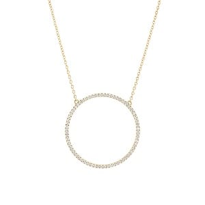 Hoop diamonds yellow gold pendant necklace