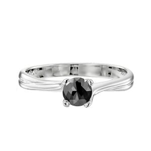 Black diamond one-carat solitaire white gold ring Adriana