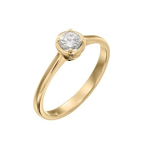 Diamond solitaire engagement yellow gold ring model Ariadne