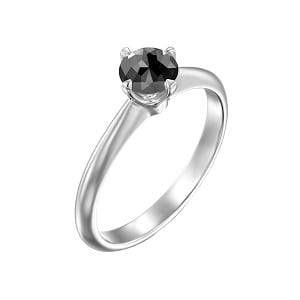Solitaire white gold ring black diamond 0.60 carats Korra