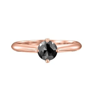 Solitaire rose gold ring 1-carat black diamond Korra