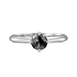 Solitaire white gold ring 1-carat black diamond Korra