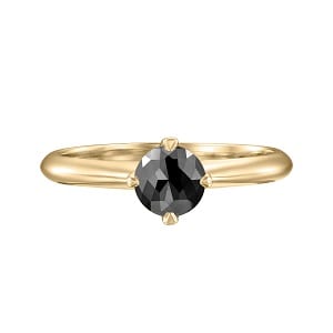 Solitaire yellow gold ring 1-carat black diamond Korra