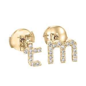 Diamonds English Alphabet yellow gold earrings